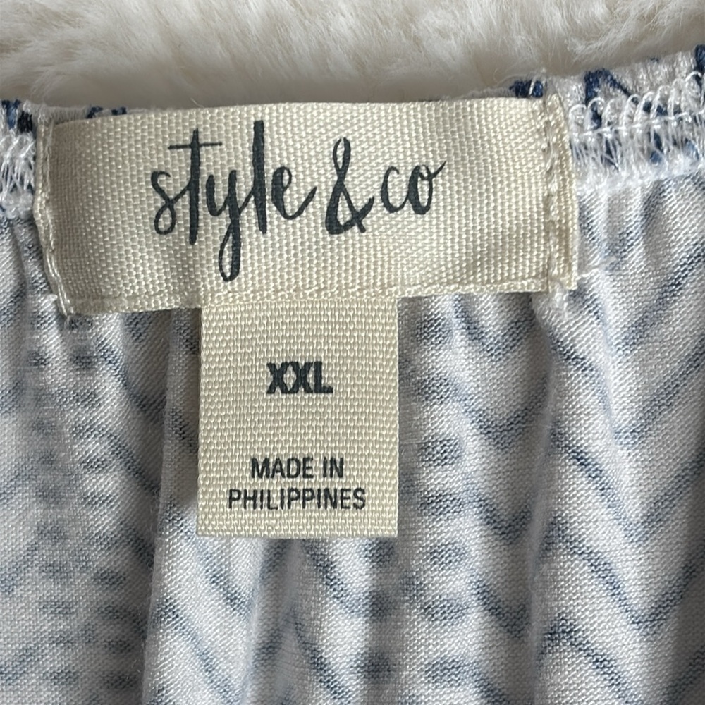 Style & Co. Black, Blue and White Relaxed Boho style Blouse, XXL - Picture 3 of 8